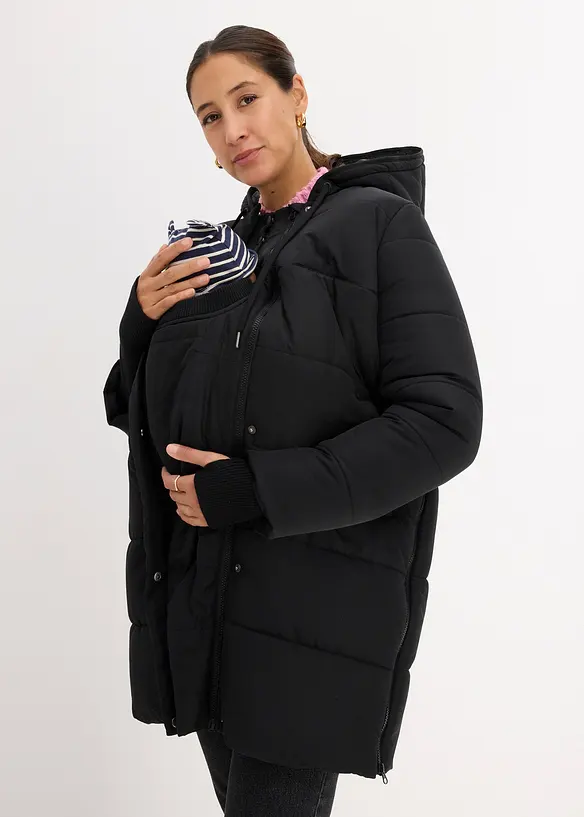 3-in-1 Umstandsmantel mit Trageeinsatz in schwarz von vorne (Totalaufnahme) - bonprix 3-in-1 Umstandsmantel mit Trageeinsatz in schwarz von vorne (Totalaufnahme) - bonprix