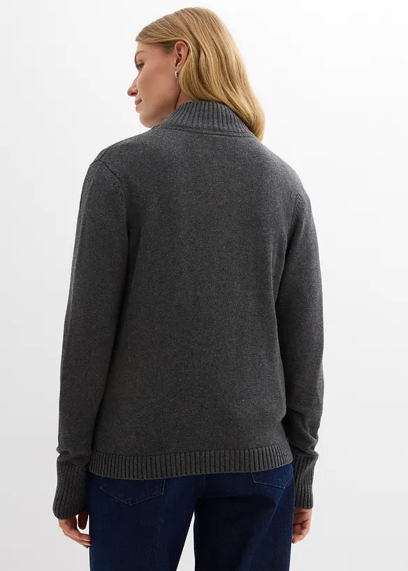 Strickjacke aus reiner Bio-Baumwolle in grau von hinten (im Anschnitt) - bonprix Strickjacke aus reiner Bio-Baumwolle in grau von hinten (im Anschnitt) - bonprix