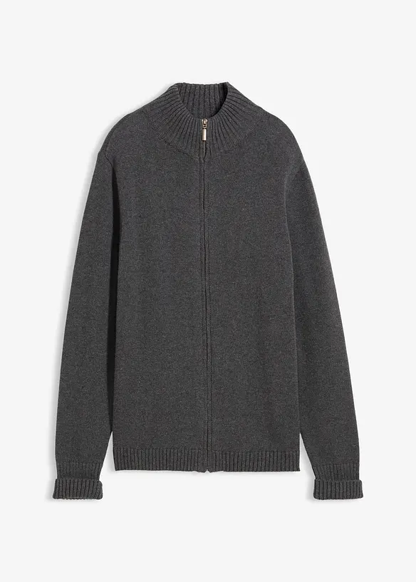 Strickjacke aus reiner Bio-Baumwolle in grau von vorne - bonprix Strickjacke aus reiner Bio-Baumwolle in grau von vorne - bonprix
