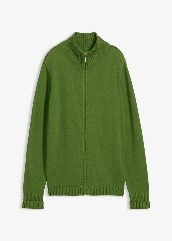 Strickjacke aus reiner Bio-Baumwolle in grün von vorne - bonprix Strickjacke aus reiner Bio-Baumwolle in grün von vorne - bonprix