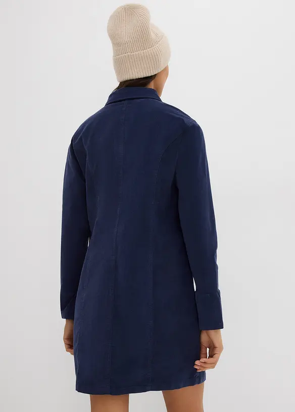 Figurbetontes Cordkleid in blau von hinten (Totalaufnahme) - bonprix