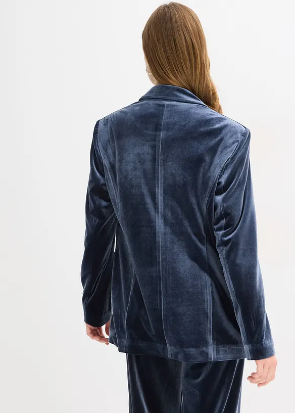 Blazer aus softem Samt in blau von hinten (im Anschnitt) - bonprix