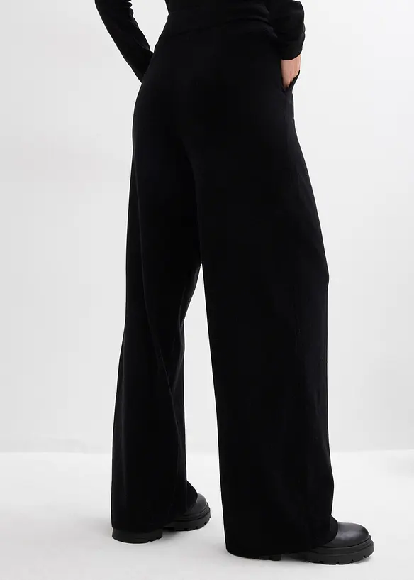 Strick-Hose aus weichem Kaschmir-Mix in schwarz von hinten - bonprix