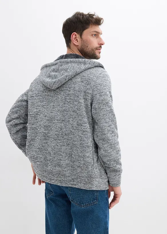 Thermo-Sweatjacke mit flauschigem Teddyfleece in grau von hinten (im Anschnitt) - bonprix