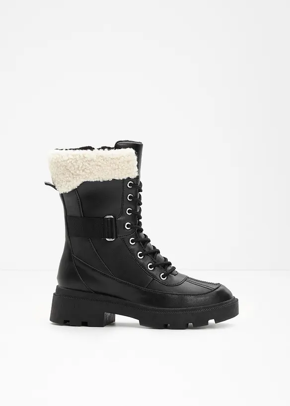 Gefütterte Schnürboots in schwarz - bonprix