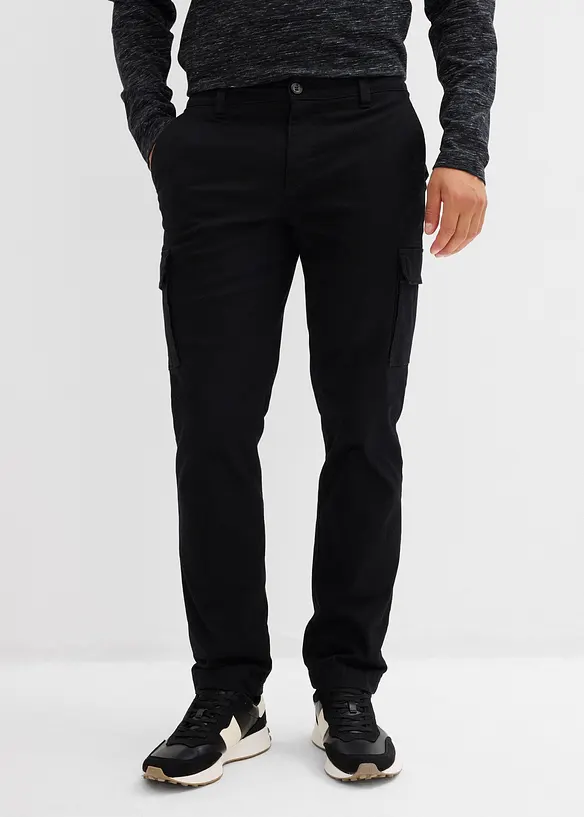 Regular Fit Thermo-Cargohose, Straight in schwarz von vorne - bonprix
