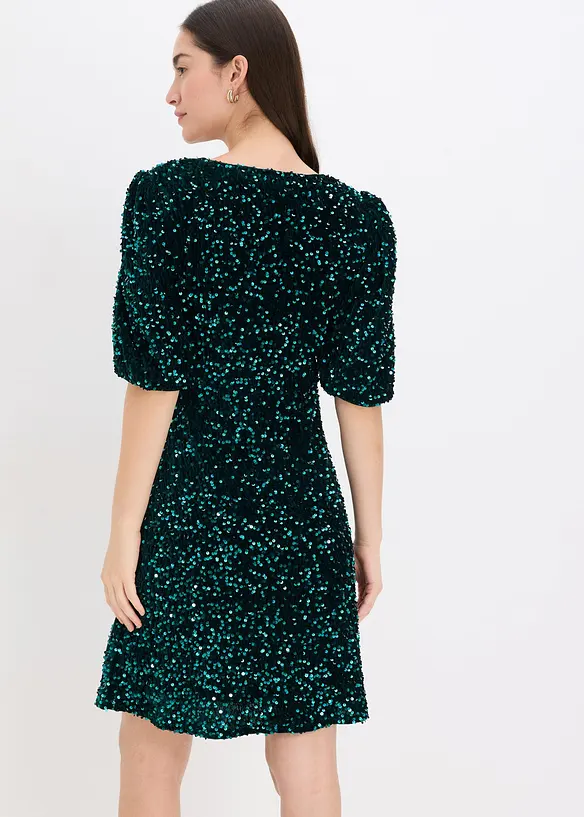 Paillettenkleid in grün von hinten (Totalaufnahme) - bonprix