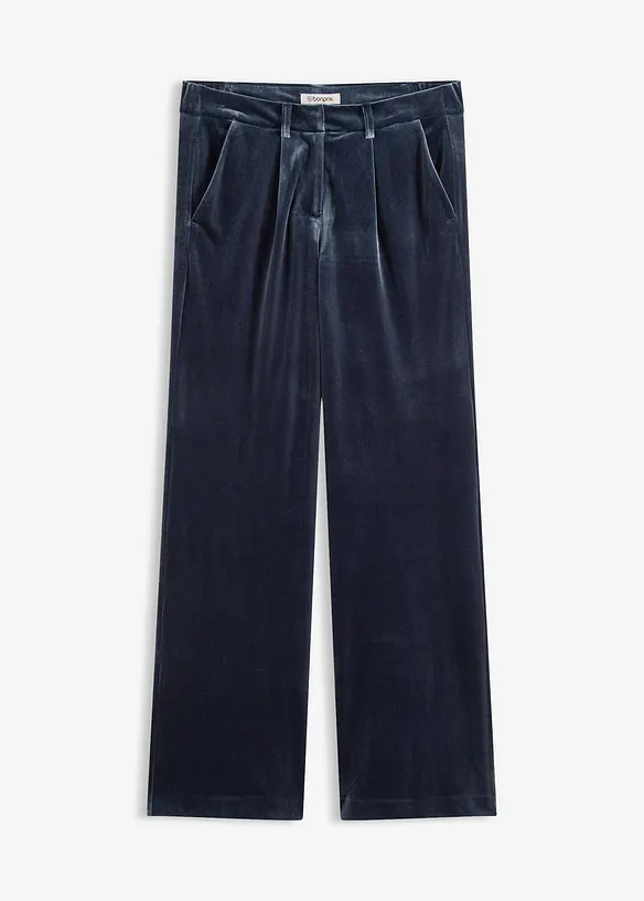 Hose aus softem Samt in blau von vorne - bonprix