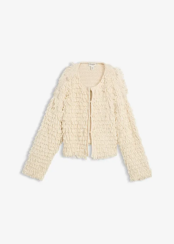 Grobstrickjacke in beige von vorne - bonprix Grobstrickjacke in beige von vorne - bonprix