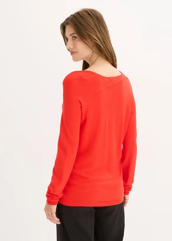 Pullover aus fließendem Viskose-Mix in rot von hinten (im Anschnitt) - bonprix Pullover aus fließendem Viskose-Mix in rot von hinten (im Anschnitt) - bonprix