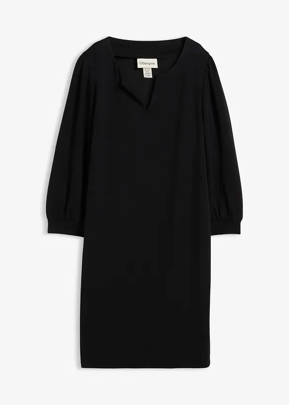 Kleid aus fließendem Viskose-Mix in schwarz von vorne - bonprix Kleid aus fließendem Viskose-Mix in schwarz von vorne - bonprix