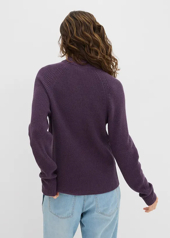 Rippstrickpullover aus reiner Bio-Baumwolle in lila von hinten (im Anschnitt) - bonprix Rippstrickpullover aus reiner Bio-Baumwolle in lila von hinten (im Anschnitt) - bonprix
