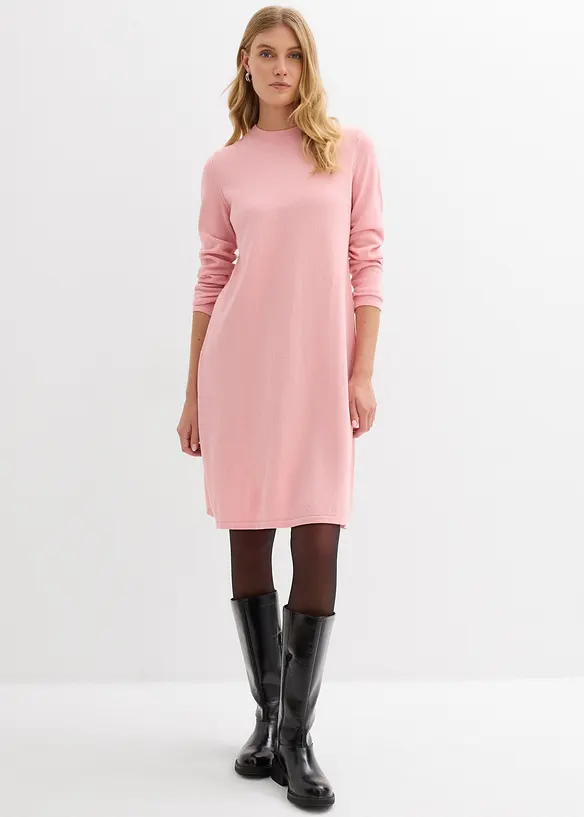 Strickkleid in A-Linie in rosa von vorne (Totalaufnahme) - bonprix Strickkleid in A-Linie in rosa von vorne (Totalaufnahme) - bonprix