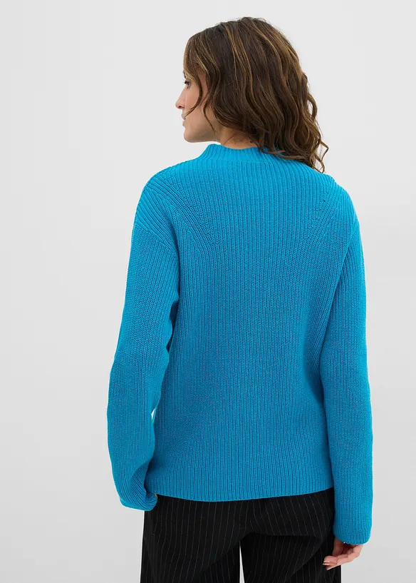 Rippstrickpullover aus reiner Bio-Baumwolle in blau von hinten (im Anschnitt) - bonprix Rippstrickpullover aus reiner Bio-Baumwolle in blau von hinten (im Anschnitt) - bonprix