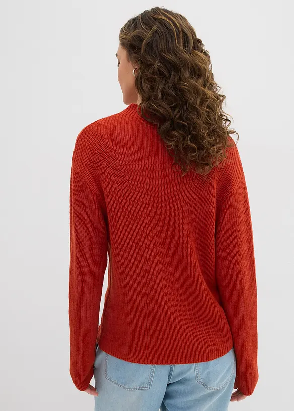 Rippstrickpullover aus reiner Bio-Baumwolle in orange von hinten (im Anschnitt) - bonprix Rippstrickpullover aus reiner Bio-Baumwolle in orange von hinten (im Anschnitt) - bonprix