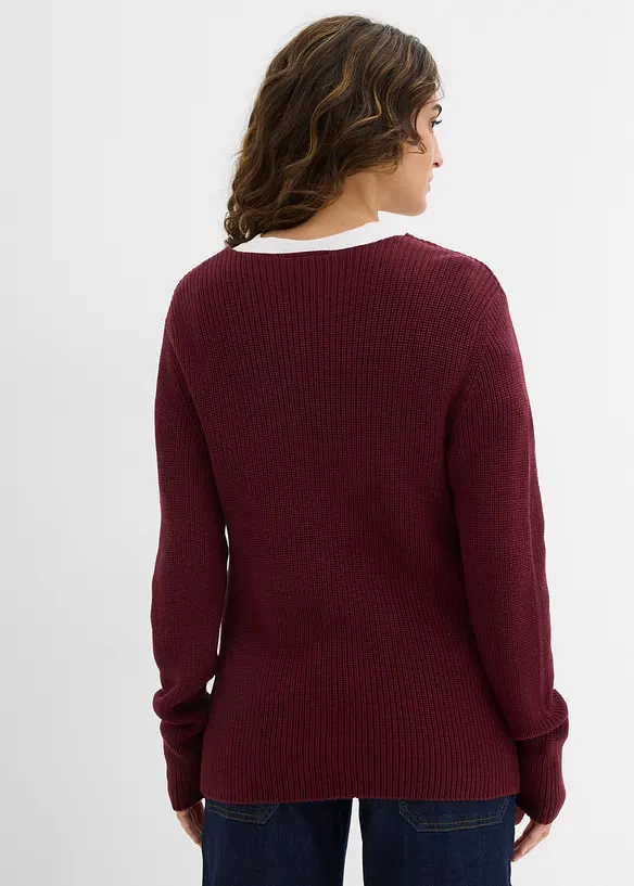 Rippstrickpullover aus reiner Bio-Baumwolle in rot von hinten (im Anschnitt) - bonprix Rippstrickpullover aus reiner Bio-Baumwolle in rot von hinten (im Anschnitt) - bonprix