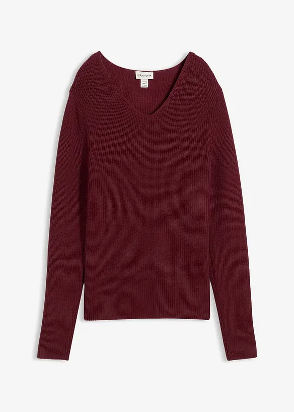 Rippstrickpullover aus reiner Bio-Baumwolle in rot von vorne - bonprix Rippstrickpullover aus reiner Bio-Baumwolle in rot von vorne - bonprix
