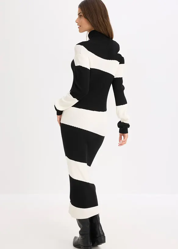 Strickkleid aus feinem Viskose-Mix in schwarz von hinten (Totalaufnahme) - bonprix Strickkleid aus feinem Viskose-Mix in schwarz von hinten (Totalaufnahme) - bonprix
