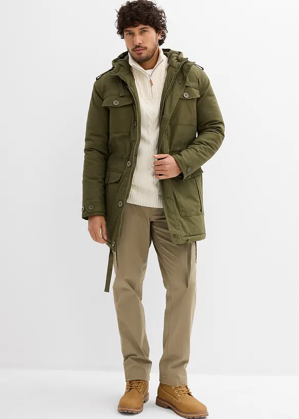 Winter Field-Parka mit Kuschel-Fleece-Futter in grün von vorne (im Anschnitt) - bonprix Winter Field-Parka mit Kuschel-Fleece-Futter in grün von vorne (im Anschnitt) - bonprix