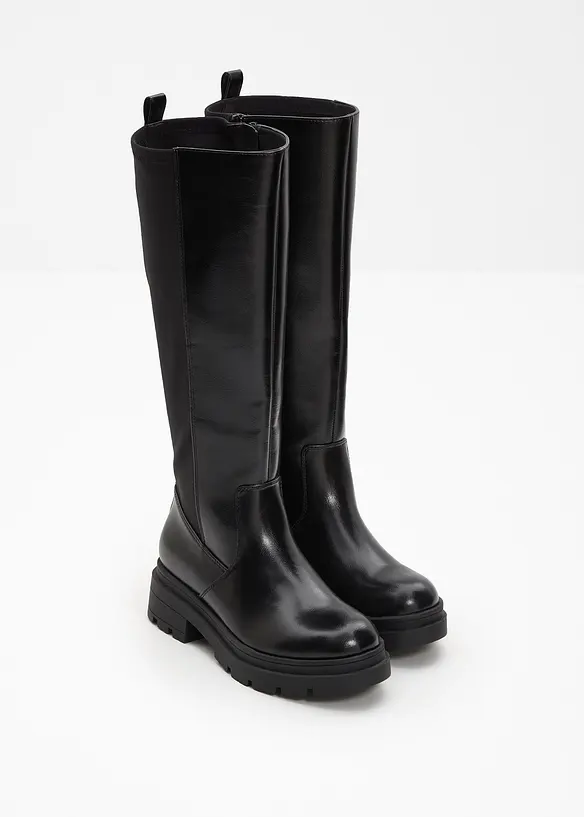 Stiefel mit Elastikeinsatz in schwarz - bonprix
