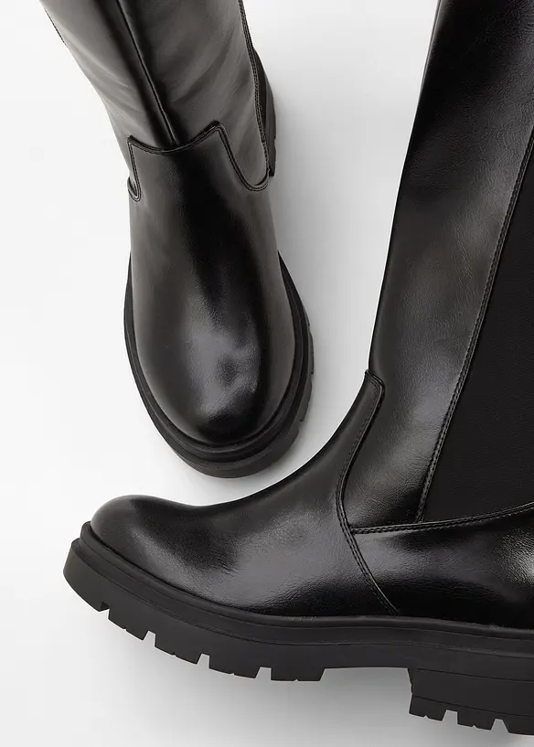 Stiefel mit Elastikeinsatz in schwarz - bonprix