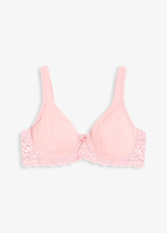 T-Shirt-BH mit gepolsterten Trägern in rosa von vorne - bonprix
