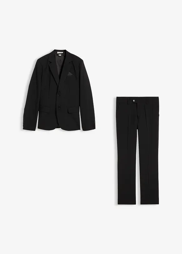Anzug (2tlg. Set) in Regular Fit in schwarz von vorne - bonprix