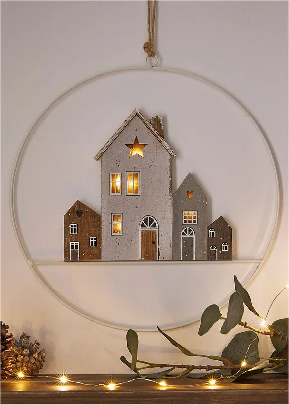 Boltze LED-Hängedeko Häuser in beige - Boltze Home Collections