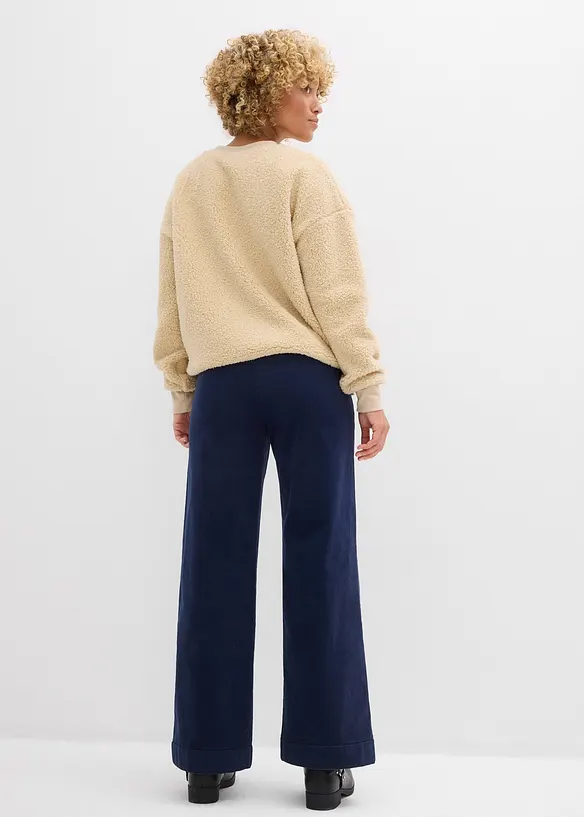 High-Waist-Cordhose aus Baumwoll-Mix in blau von hinten - bonprix