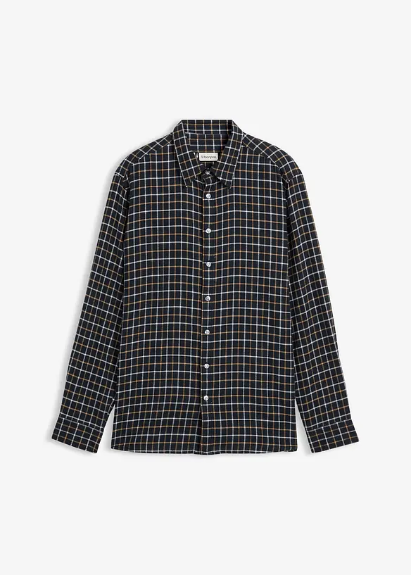 Flanellhemd aus Baumwolle in Regular Fit in grau von vorne - bonprix
