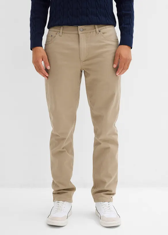 Regular Fit Stretch-Thermohose, Straight in grün von vorne - bonprix