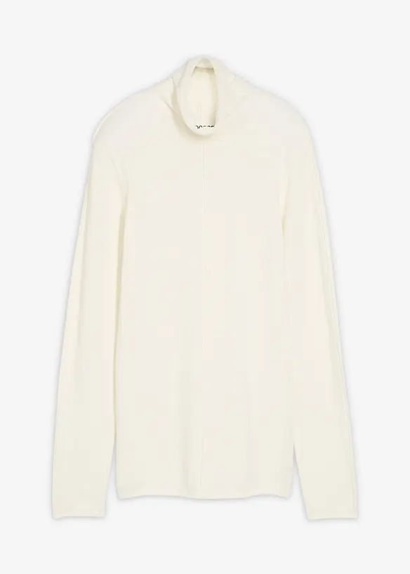 Rollkragenpullover aus weichem Kaschmir-Mix in weiß von vorne - bonprix