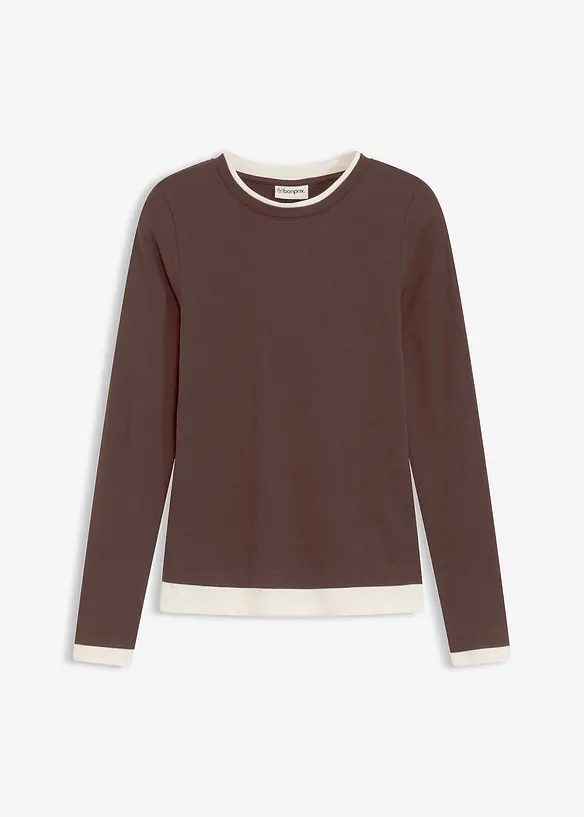 Langarmshirt aus Baumwollmix in braun von vorne - bonprix Langarmshirt aus Baumwollmix in braun von vorne - bonprix