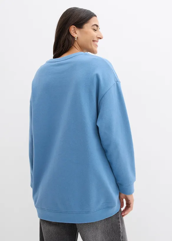 Oversize-Sweatshirt aus Baumwoll-Mix in blau von hinten (im Anschnitt) - bonprix Oversize-Sweatshirt aus Baumwoll-Mix in blau von hinten (im Anschnitt) - bonprix