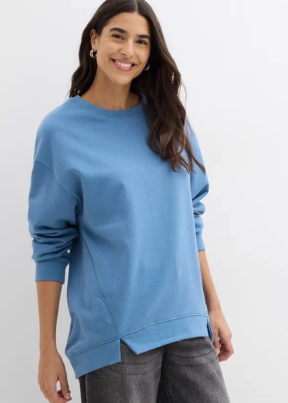 Oversize-Sweatshirt aus Baumwoll-Mix in blau von vorne (im Anschnitt) - bonprix Oversize-Sweatshirt aus Baumwoll-Mix in blau von vorne (im Anschnitt) - bonprix