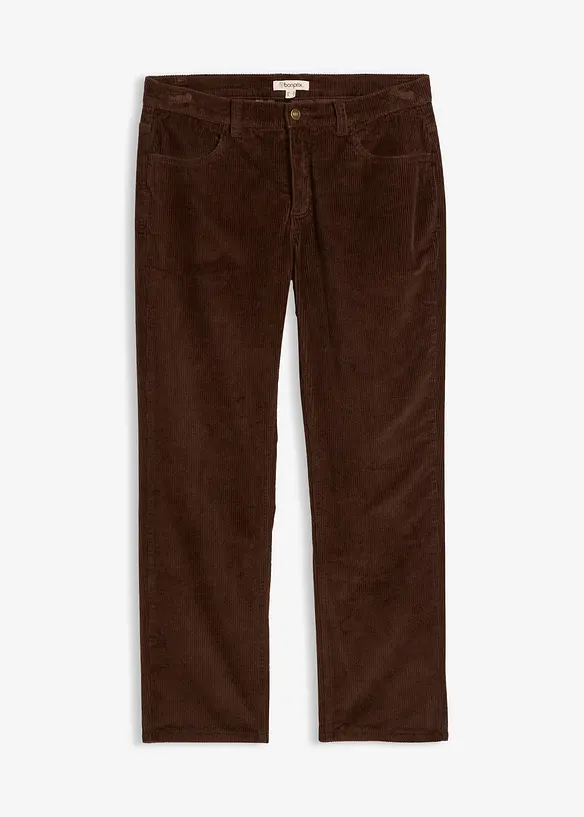 Thermo Relaxed-Fit Cordhose mit Flanellfutter, Straight in braun von vorne - bonprix