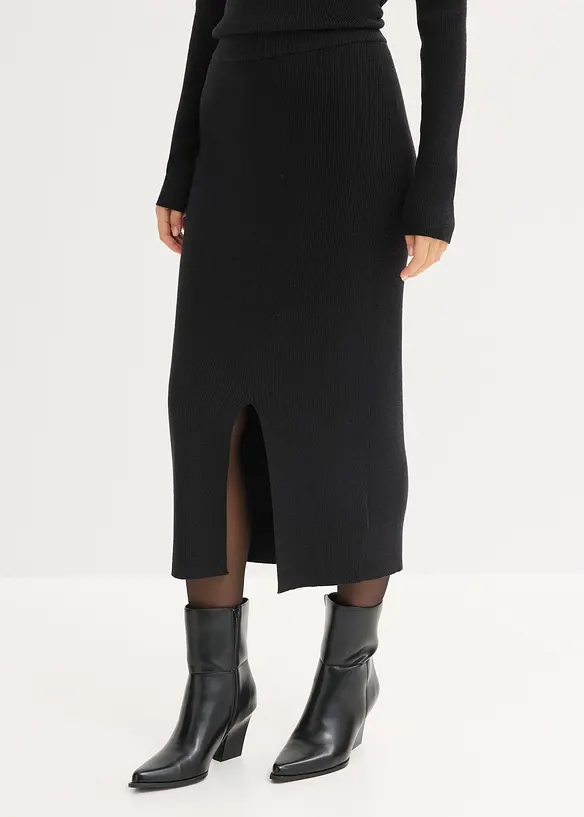 Feinstrickrock aus softem Viskose-Mix in schwarz von vorne - bonprix Feinstrickrock aus softem Viskose-Mix in schwarz von vorne - bonprix