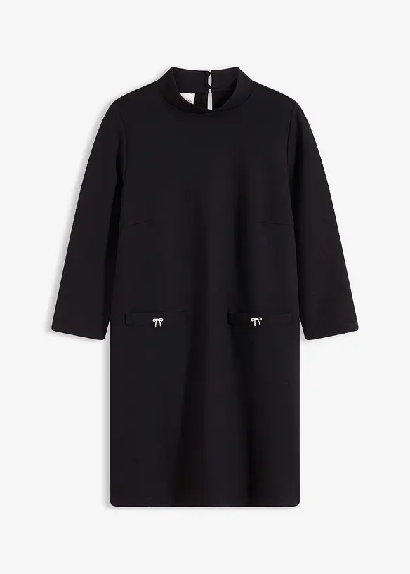 Minikleid mit aufgesetzten Taschen in schwarz von vorne - bonprix Minikleid mit aufgesetzten Taschen in schwarz von vorne - bonprix