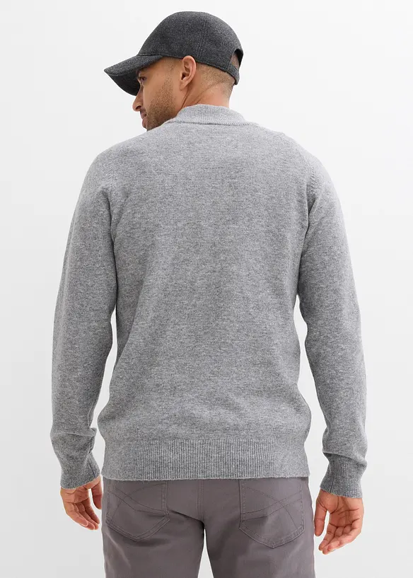 Feinstrickpullover in Regular Fit in grau von hinten (im Anschnitt) - bonprix