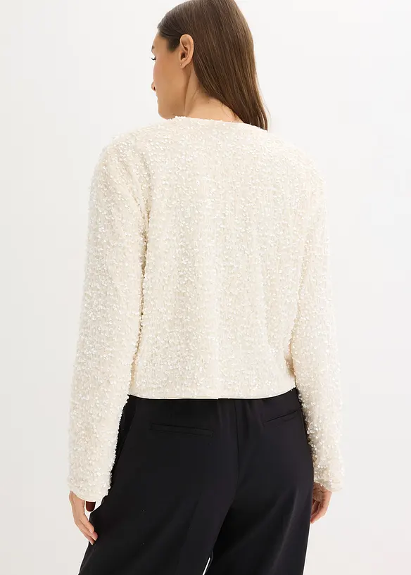 Pailletten-Jacke aus softem Samt in weiß von hinten (im Anschnitt) - bonprix