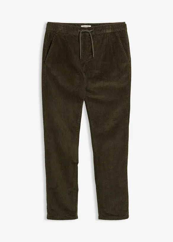 Thermo Regular Fit Schlupf-Cordhose mit Flanellfutter, Straight in grün von vorne - bonprix