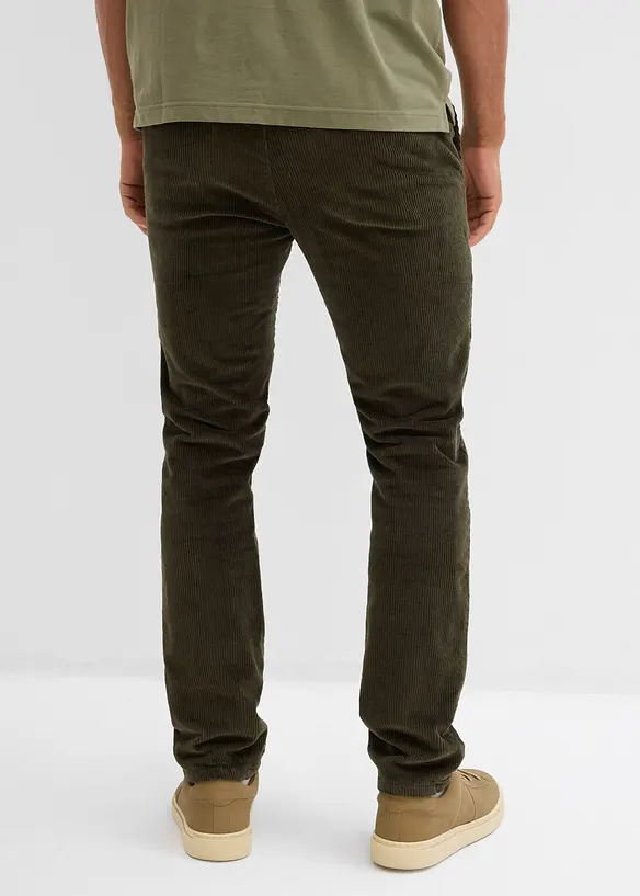 Thermo Regular Fit Schlupf-Cordhose mit Flanellfutter, Straight in grün von hinten - bonprix