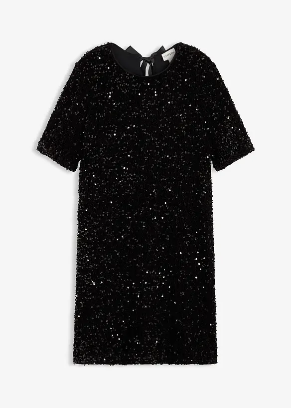 Minikleid mit Pailletten in schwarz von vorne - bonprix Minikleid mit Pailletten in schwarz von vorne - bonprix