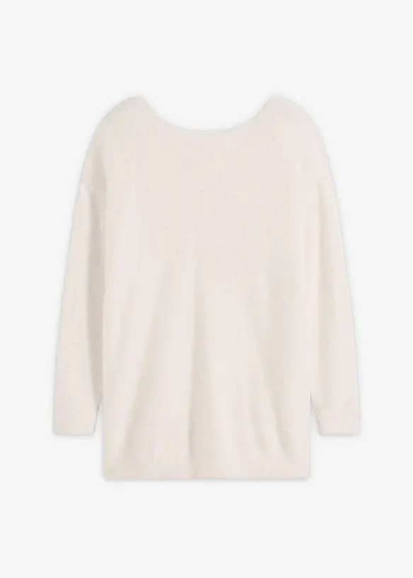 Longpullover aus weichem Federgarn in weiß von vorne - bonprix Longpullover aus weichem Federgarn in weiß von vorne - bonprix