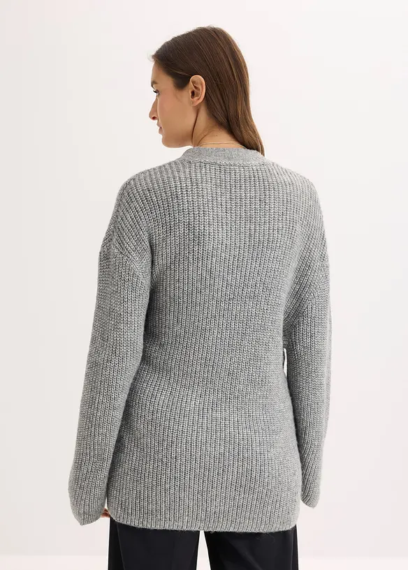 Oversize-Wickelcardigan in grau von hinten (im Anschnitt) - bonprix