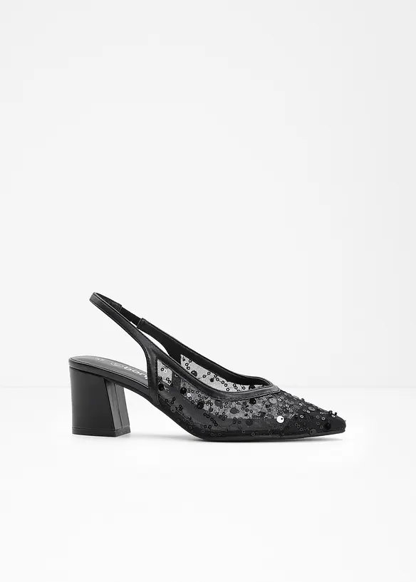 Slingpumps mit Pailletten in schwarz - bonprix