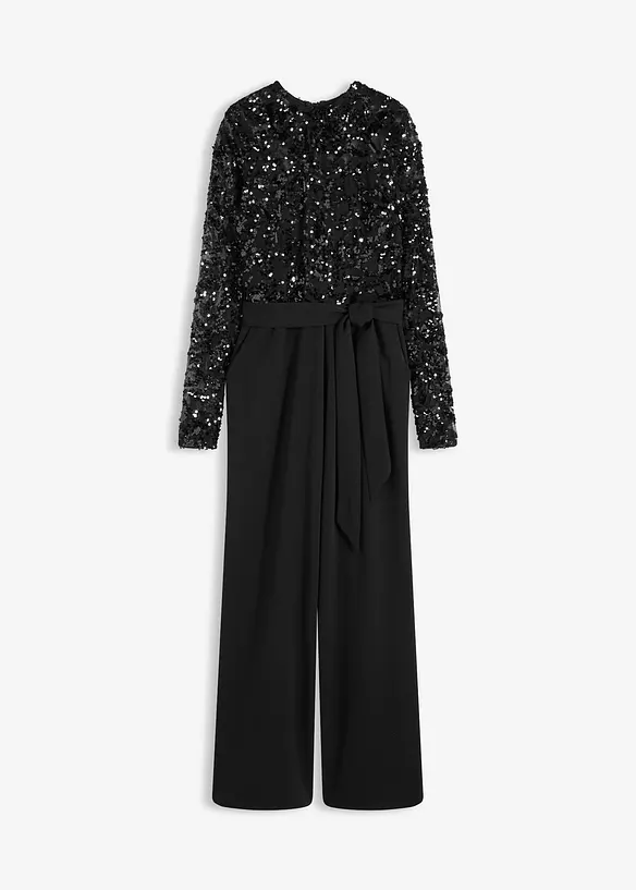 Overall mit Paillettenstickerei in schwarz von vorne - bonprix Overall mit Paillettenstickerei in schwarz von vorne - bonprix