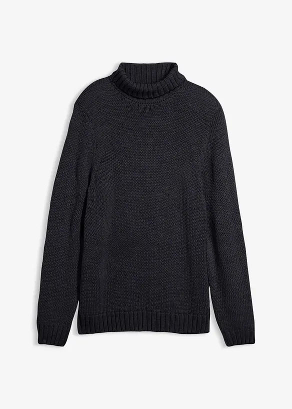 Rollkragenpullover in Regular Fit in schwarz von vorne - bonprix