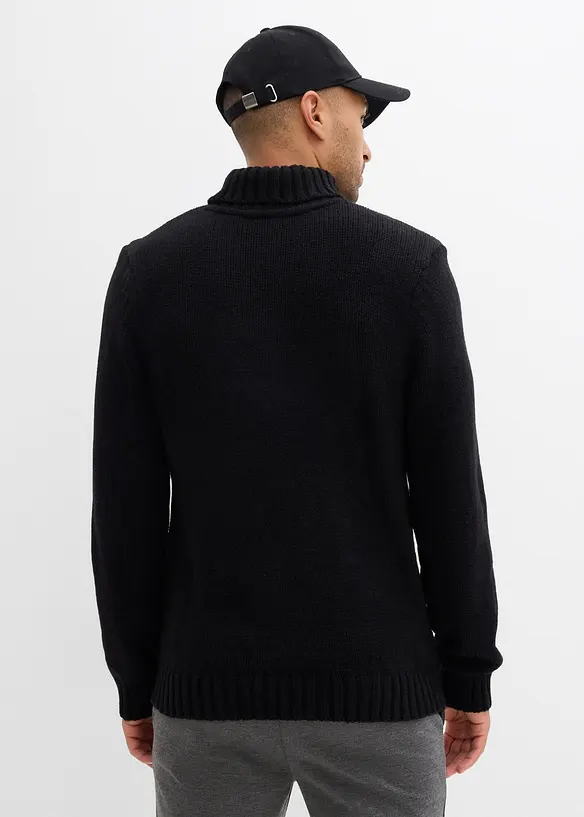 Rollkragenpullover in Regular Fit in schwarz von hinten (im Anschnitt) - bonprix