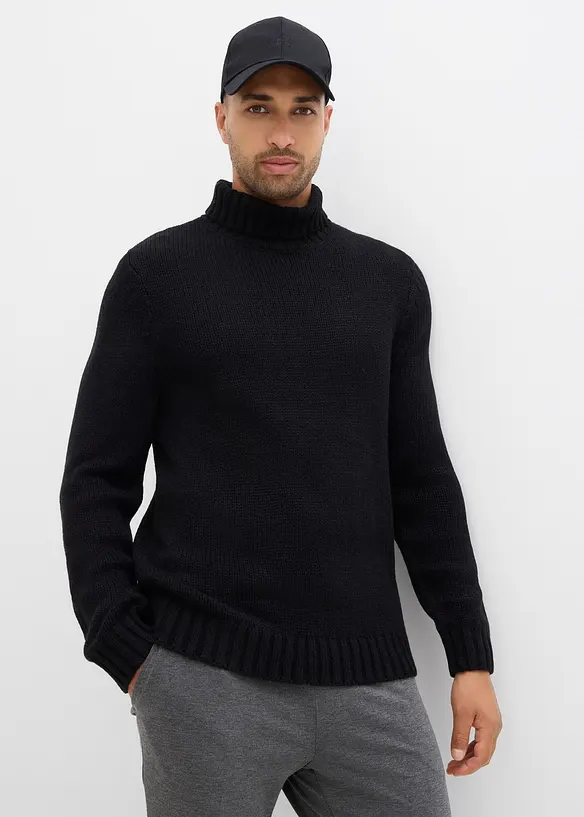 Rollkragenpullover in Regular Fit in schwarz von vorne (im Anschnitt) - bonprix
